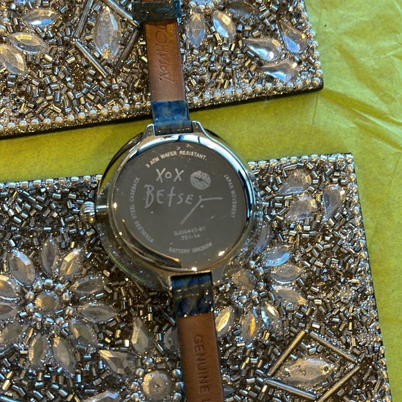 Betsey Johnson Women’s Blue Leather Watch | Thin Strap *Needs Battery - Picture 6 of 7